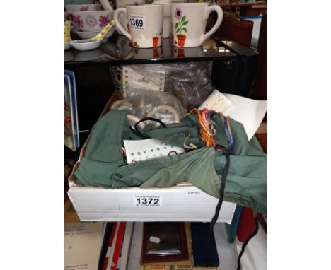 A quantity of vintage tapestry threads &amp; quantity of curtain rings etc.