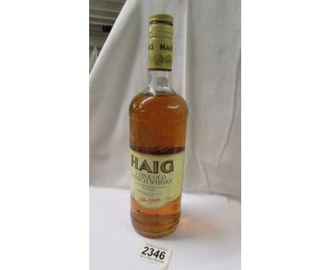 A bottle of Haig fine Scotch whisky.