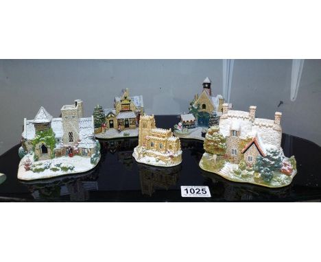 5 Lilliput Lane Christmas models, 4 of which light up (untested)