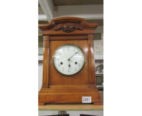 An oak eight day bracket clock,