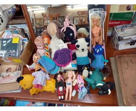 A quantity of vintage doll's including Rag Doll &amp; Sooty glove puppet etc.
