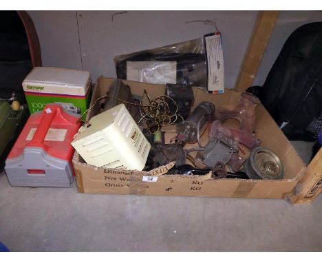A quantity of vintage electrical items and parts, including Walter ozonizer (untested, collect only)