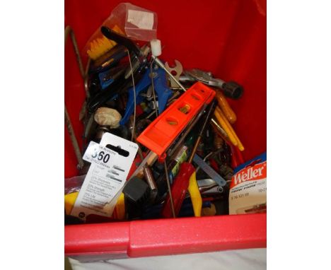 A box of small workshop tools.