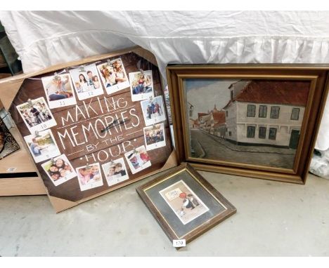 A large make your own picture clock, a signed oil on canvas &amp; other