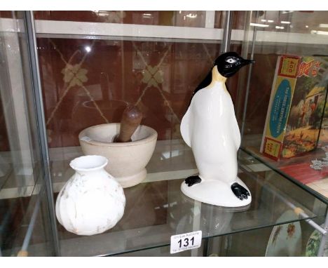 A Wedgwood Pestle &amp; Mortar &amp; a Poole pottery penguin A/F