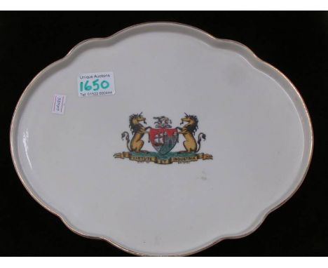 A W. H. Goss City of Bristol crested porcelain tray, 31 x 25 x 2 cm.
