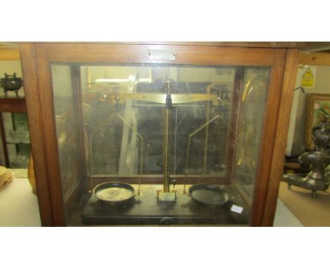A cased set of Preston Laboratories apothecary scales, COLLECT ONLY.