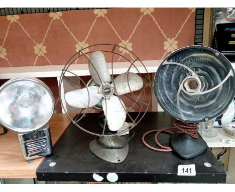 A Handy Breeze 1930's working fan, heater &amp; a Pifco chrome emergency lamp
