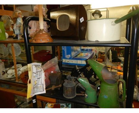 3 oil cans, a blow lamp, a solder pot, a vice, a weather vane, etc., COLLECT ONLY.