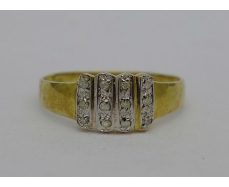 A 9ct gold and diamond ring, weight 1.3g, size O