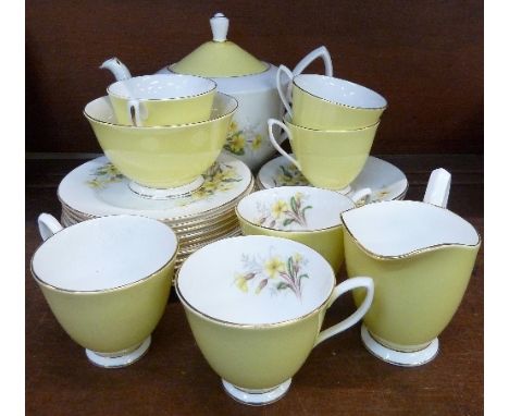A Royal Albert six setting tea service, teapot lid a/f, twenty-one pieces in total and six other side plates