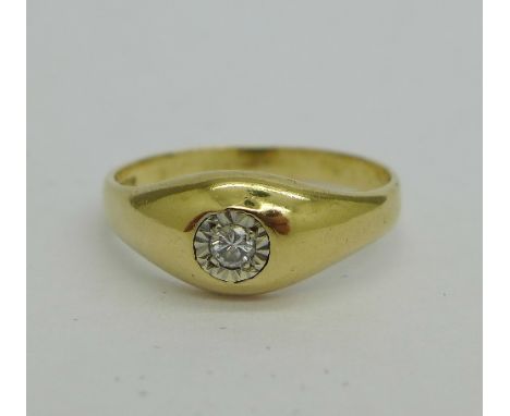 An 9ct gold and diamond ring, weight 2.8g, size Q
