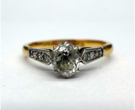 An 18ct gold, platinum set Art Deco diamond ring, approximately 0.5ct diamond weight, weight 2.5g, size K