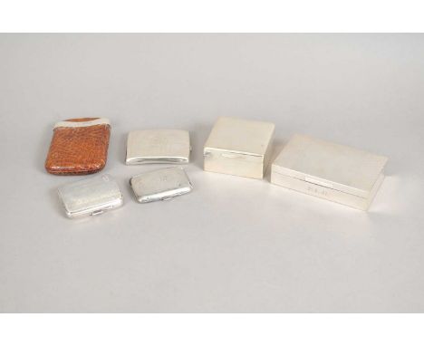 A silver mounted crocodile skin cigar case, London 1901, together with three silver cigarette cases and two silver mounted ci