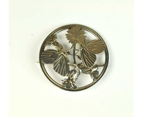 A Georg Jensen silver brooch with butterfly and flower motif, design No. 283, stamped to the reverse 'Georg Jensen Sterling D