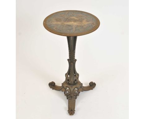 A Victorian cast iron and agate inset circular pedestal occasional table, the top with a single slice of agate inset within a