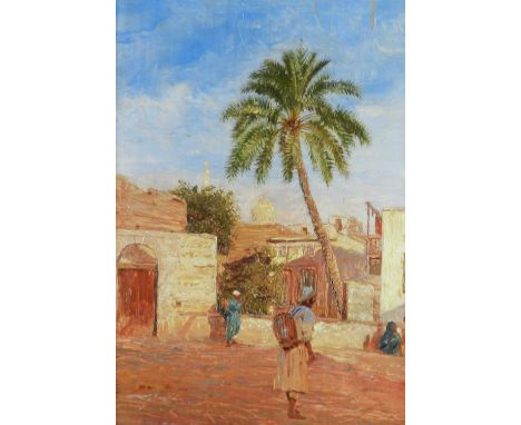 Otto Pilny (Swiss 1866-1936), North African Street Scene, oil on panel, dated 1901 bottom right, framed. Measurements 34 x 24