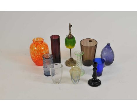 A collection of decorated glassware, 19th/20th century including a Burtles, Tate &amp; Co uranium glass vase, Swedish art vas