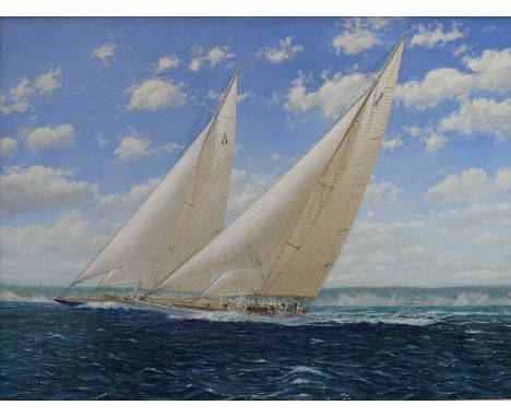 Patrick Livingstone (Irish 20 th -21 st Century), The Americas Cup 1934, Rhode Island, oil on canvas, signed, framed, measure