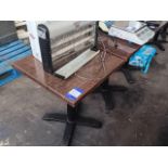 2 Steel based laminate topped square tables