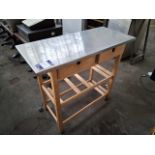 Wooden framed unit with stainless steel top