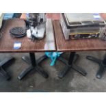 2 Steel based laminate topped square tables