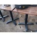 2 Steel based laminate topped square tables