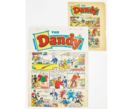 Dandy/Korky The Cat original front cover artwork by Jimmy Crighton from The Dandy 1043 (Nov 18 1961). Korky has a super wheez