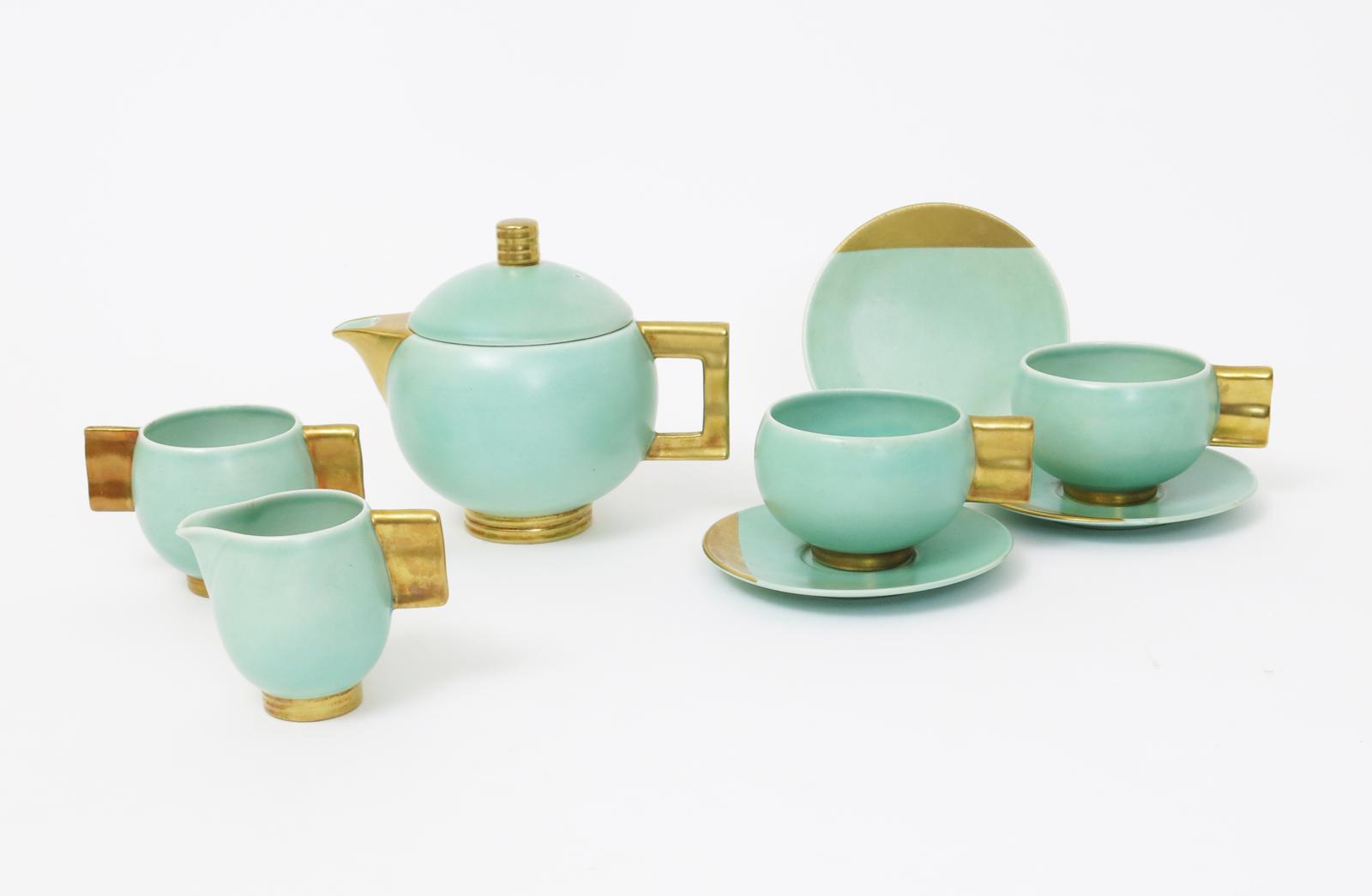 An Art Deco Carlton Ware Moderne tea for two, pattern no.8810