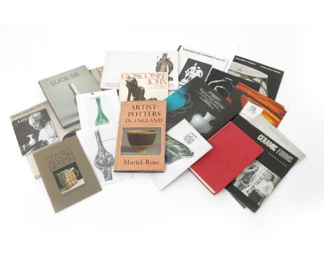 A collection of books on design, mainly ceramics and glass design, including The Creative Craftsman by John Farleigh, and boo