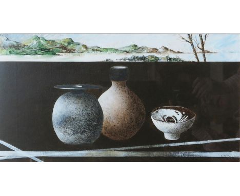 Leslie Gooday OBE (1921-2013) Ceramics and Landscape acrylic on board, framed signed lower right, gallery number 132, paper l
