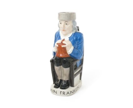 Benjamin Franklin an Ashtead Pottery toby jug designed by Percy Metcalfe, limited edition, painted in colours, a bronze model