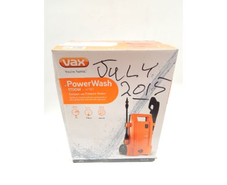 A VAX Power Wash 1700watt pressure washer, model VPW1, in original unopened box.