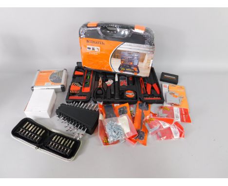 Various tool kits, to include a Terra-Tech cordless screwdriver and tool kit set, miniature tool set, Terra-Tech cobalt drill