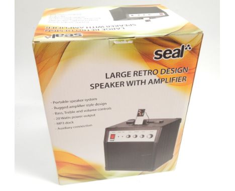 A Seal large retro design speaker with amplifier, with MP3 dock, in original box.