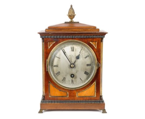 J.W. Benson, London, a small mahogany bracket clock: the round eight-day duration French timepiece movement having a replaced