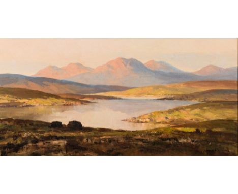 * Maurice Canning Wilks [1910-1984]-Evening Light, near Letterfrack, County Galway:-signed bottom rightinscribed on the rever