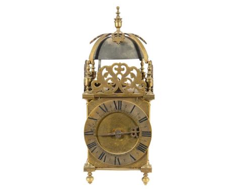 Thomas Savidge, Exeter, a brass lantern clock: the thirty-hour weight driven movement striking the hours on a bell with an ou