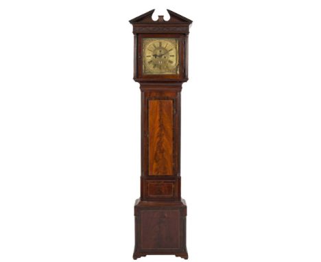 Oliver, Enniskellen, a mahogany longcase clock: having an eight-day duration movement striking the hours on a bell, the fourt