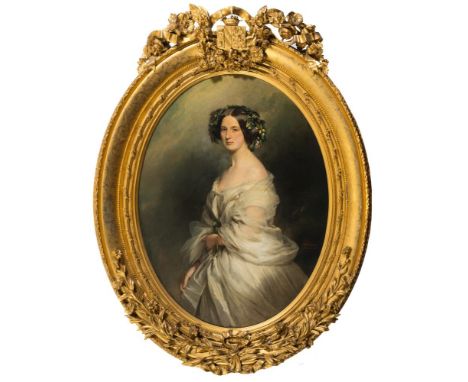 Franz Xaver Winterhalter [1805-1873]-A portrait of a lady, thought to be Therese Freifrau von Bethmann [nee Freiin Vrints v. 