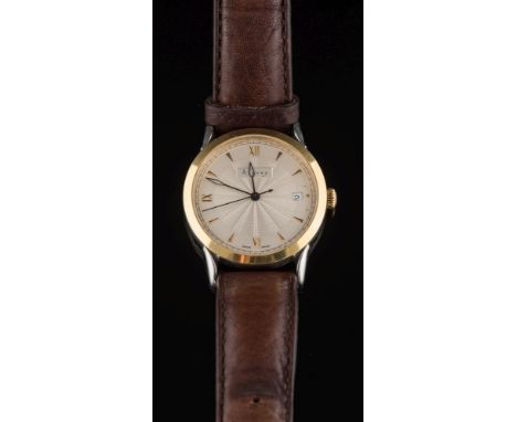 A gentleman's 'Asprey Automatic' gold plated and stainless steel wristwatch: the engine-turned circular dial 30mm diameter wi
