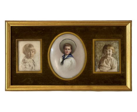 An Edwardian finely painted miniature portrait on porcelain of a young boy, signed E. H. Till below and inscribed and dated '