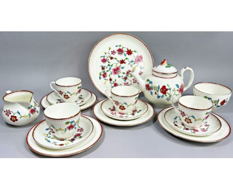 Royal Worcester Astley pattern tea service to include cake plate, four cups and saucers and tea plates together with milk and