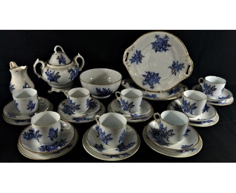 A mixed collection of 19th century and later ceramics including blue and white tea wares, decorative cups and saucers, jugs, 