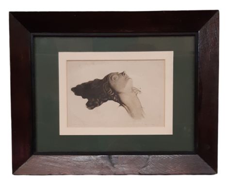 Vernon Hill (1887-1972) - 'Head of a Sleeper' etching, signed and titled in pencil below with inscribed label verso, 14 x 21 