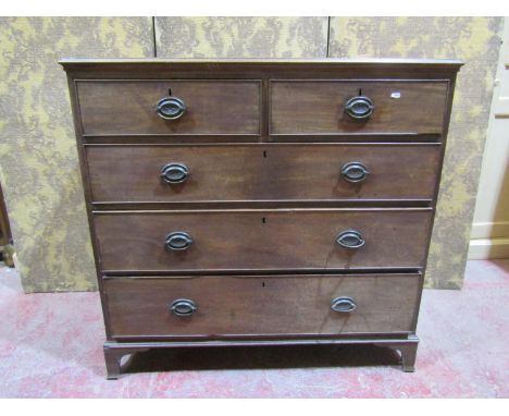 A regency mahogany and oak lined chest of three long and two short drawers on bracket supports, 105cm high x 110cm wide x 55c