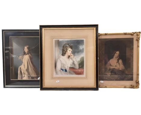 Three 19th century prints of ladies, to include: Sydney E. Wilson after George Romney - 'Hon. Mrs Beresford', mezzotint in co