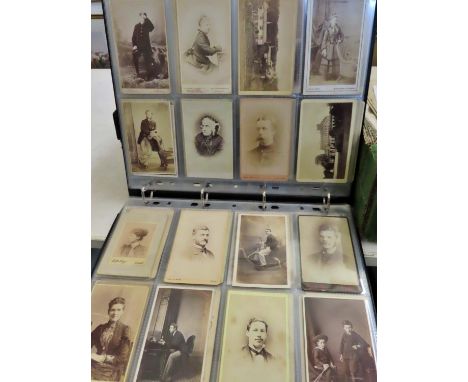 Nine albums of Victorian portrait photo cards (1200+) from studios across the country 