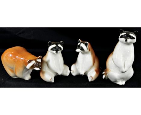 A collection of Russian and other ceramic woodland characters including racoon, deer, badger, hedgehog, etc (16)