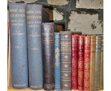 A library of late 19th and early 20th century works by R L Stevenson and Rudyard Kipling (30+) including Thy Servant a Dog by